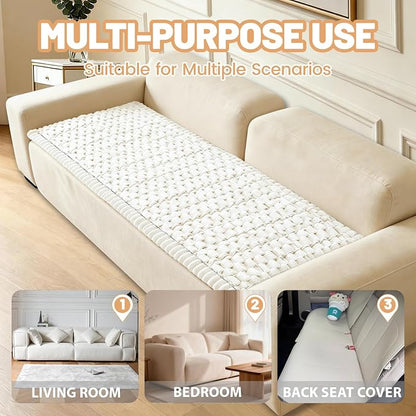 Couch Cover for Dogs Washable,Non Slip Fuzzy Durable Pet Friendly Cozy | Soft Slipcovers for 3 Cushion Sofa Cover,Plush Thick Protector Fits Mat Bed Leather & Fabric Couches (Beige 27.6"x82.7")