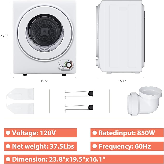 Euhomy Portable Dryer 1.5 cu. ft., 850W Powerful Clothes Dryer