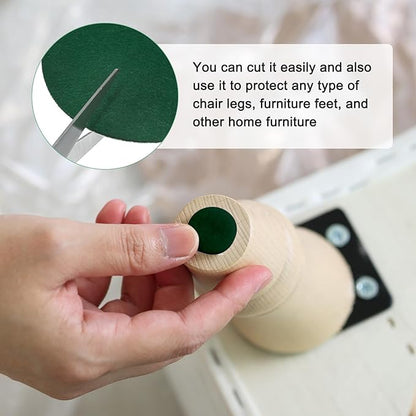 30-Pack Lamp Base Felt, 5 Inch Dia. 2mm Thick Self Adhesive Round Fabric Felt Pads for Lamp/Furniture/DIY, Non-Slip Fiber Backed Patch Circles with Adhesive Backing [Green]