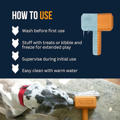 Fenrir Hammer Dog Chew Toy Strong Rubber Stuffable Enrichment Toy for Chewers (Red, Medium)