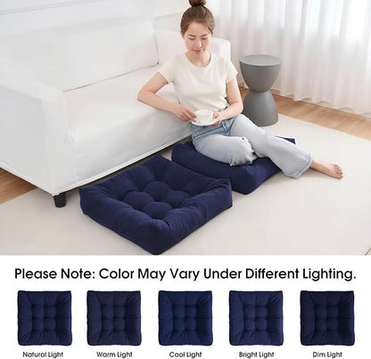 Tikuns Floor Pillow, Large Cushions (4, Navy, 22x22x4 Inch)