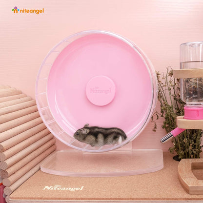 Niteangel Super-Silent Hamster Exercise Wheels: - Quiet Spinner Hamster Running Wheels with Adjustable Stand for Hamsters Gerbils Mice Or Other Small Animals (S, Pink)