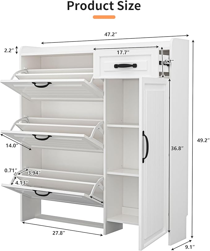 Shoe Cabinet for Entryway, Freestanding Shoe Storage Cabinet