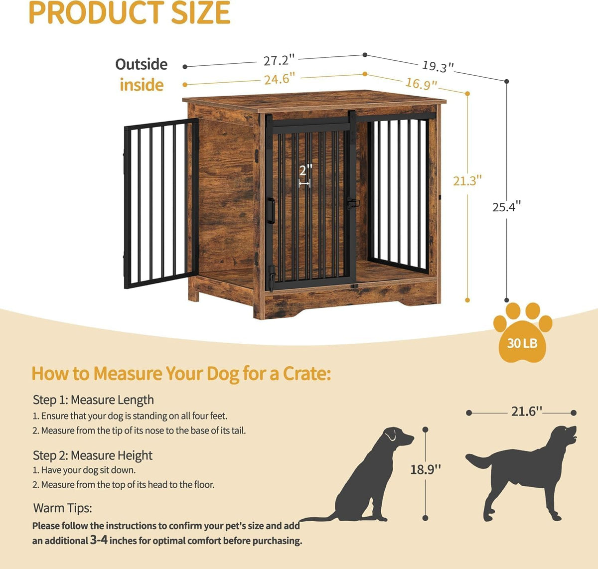 27.2" Dog Crate Furniture with Barn Door. Everyday comfort that fits naturally into your space.