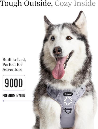 2025 New Edition, Fei & Eve MagEase Dog Harness - 3-Second Magnetic Buckles | 3-Point No-Pull Control | Heavy-Duty 900D Nylon | Dual Safety Handles | Breathable Mesh | Adjustable Fit | Medium, Gray