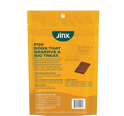 Jinx Tenders Chicken Jerky Dog Treats, All Natural Ingredients, Soft & Chewy, Low-Calorie, Slow-Smoked Chicken & Sweet Potato, No Fillers, 5oz, 6 Pack