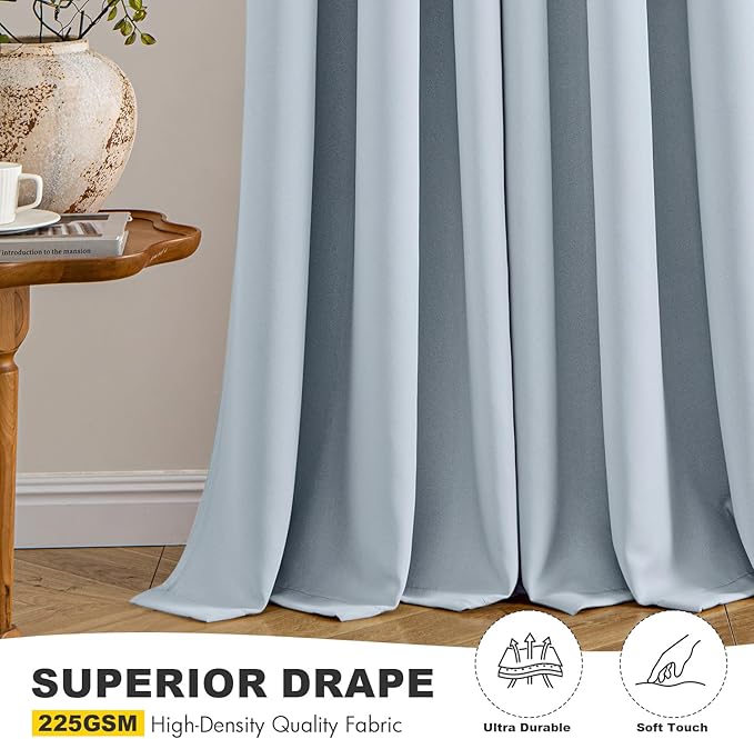 MIULEE Light Blue Blackout Curtains