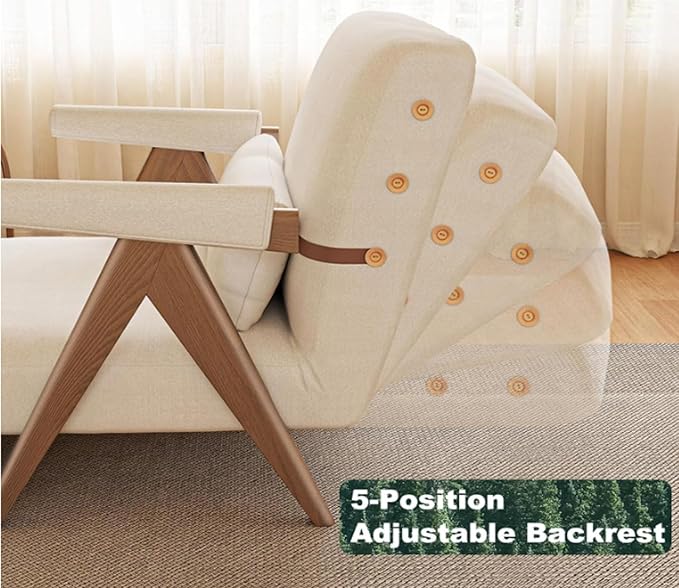 White Sleeper Chair for Reading |3 in 1 Sleeper Sofa Couch Bed | Adults | Living Room, Bedroom,Office | Adjustable Backrest| Space-Saving