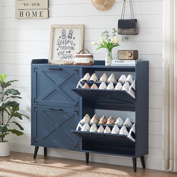 Shoe Storage Cabinet, Farmhouse Shoe Organizer