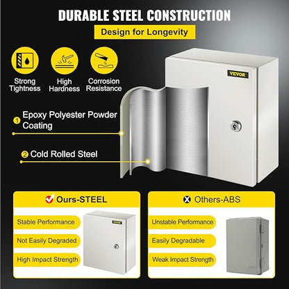 VEVOR NEMA Steel Enclosure, IP66 Waterproof & Dustproof, Outdoor/Indoor
