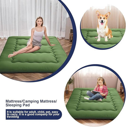 BEYTLYE Japanese Floor Mattress,Thicken Japanese Floor Sleeping Pad Foldable,Roll Up Tatami Mat Easy to Store and Portable,Futon Mattress Suitable for Camping and Guest Room (Green, Full (80" X 47"))