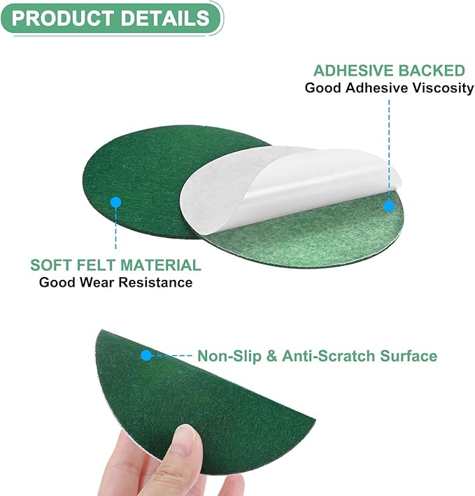 20-Pack Lamp Base Felt, 4.5 Inch Dia. 2mm Thick Self Adhesive Round Fabric Felt Pads for Lamp/Furniture/DIY, Non-Slip Fiber Backed Patch Circles with Adhesive Backing [Green]