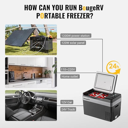 BougeRV 12 Volt Refrigerator 12V Car Fridge 30 Quart Portable Freezer