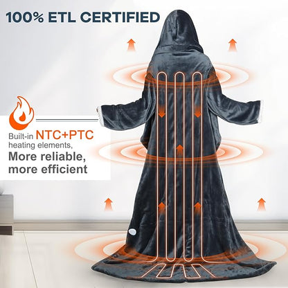 Wearable Electric Blankets, Heated Snuggle Blanket, Foot Pocket, 10 Heating 3