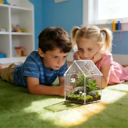 Jumping Spider Enclosure Kit，Pre-Assembled 8 * 5 * 5in Acrylic Tarantula Terrarium，Reptile Ventilated Habitat Accessories for Spider, Mantis, Snail, Frog, Hermit Crabs & Small Pets