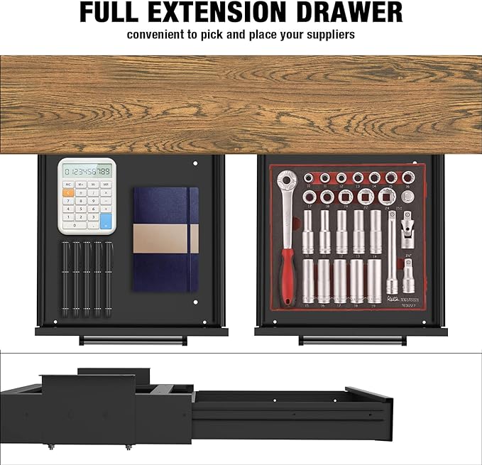 UNITEDPOWER Under Desk Drawer Storage, Pull-Out Office Hidden Counter Drawer