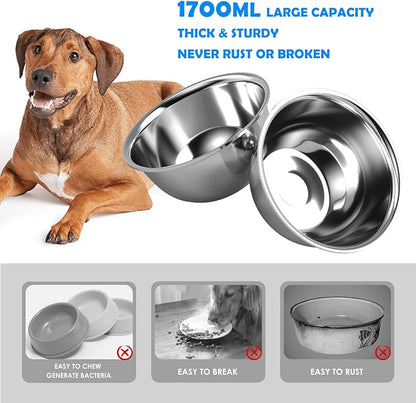 SHAINFUN Elevated Dog Bowls with Mat for Medium Large Dogs, Raised Dog Bowl Stand with 2 Stainless Steel 58oz Bowls, Tall Dogs Food Water Bowl Holder