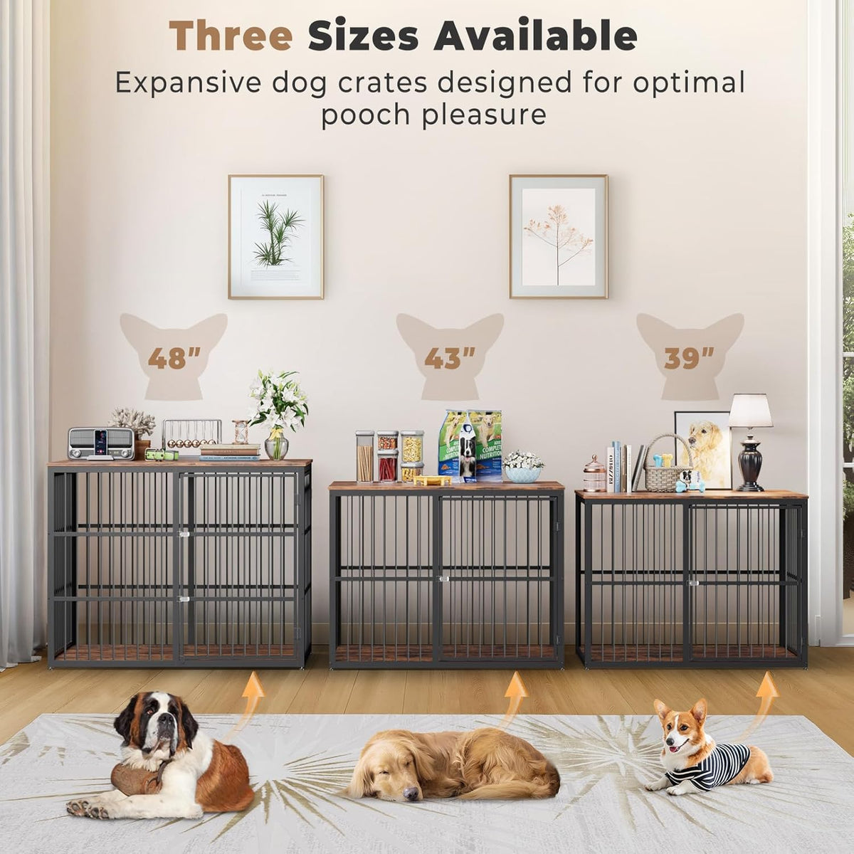 43'' Dog Crate Furniture with 3 Doors. Built to hold up to how pets actually live at home.