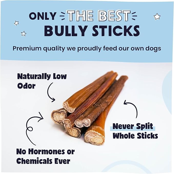 Pawstruck Natural 5-8" Bully Sticks for Dogs - Best Long-Lasting, Rawhide-Free, Low Odor Dental Chew Treat - Healthy Single Ingredient, 100% Real Beef - 8 oz Bag - Packaging May Vary