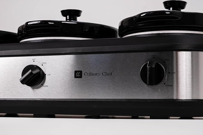 CULINARY CHEF, Triple Slow Cooker, Buffet Server 3 Pot, Food Warmer