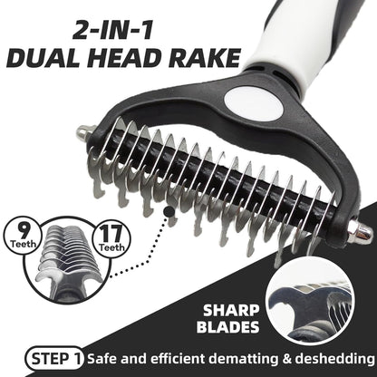 Dog Brush for Shedding, 7 PCS Dog Grooming Brush Kit, Undercoat Rake, Slicker Brush, Deshedding Comb, Bath Brush, Nail Clipper for Long & Short Haired Dogs & Cats, Black
