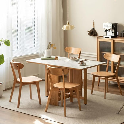 Hymus 100% Solid Oak Wood Dining Room Chairs - Practical Kitchen Chairs for Dining Room, Kitchen, Living Room (4, Natural)