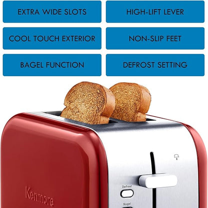 Koolatron Kenmore 2-Slice Toaster, Stainless Steel,