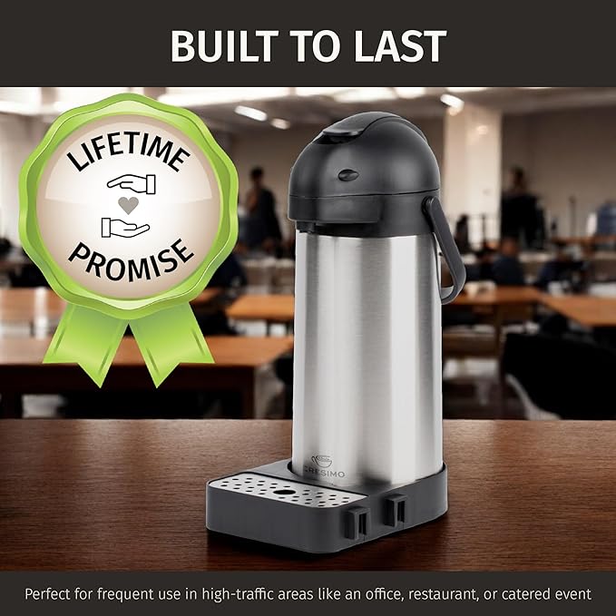 Airpot Coffee Dispenser with Pump & Tray - 102oz/3L Coffee Carafe with Pump -