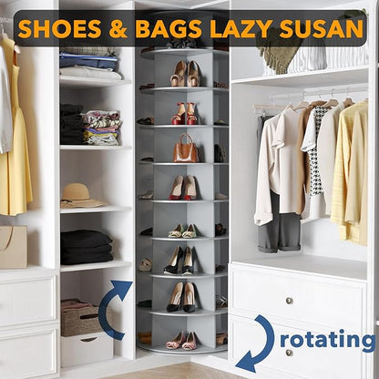 SpaceAid 9 Tier Rotating Shoe Rack Tower, Spinning Shoe Display Lazy Susan