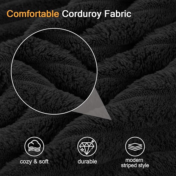 COMAX Convertible Sofa Bed, Folding Floor Couch Corduroy Fold Out Couch Bed Futon Sleeper Mattress with Pillows, Boneless Sofa Comfy Lounge Loveseat for Living Room Bedroom, Plush Black