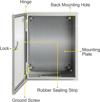 VEVOR NEMA Steel Enclosure, IP66 Waterproof & Dustproof, Outdoor/Indoor