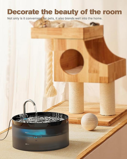 Cat Water Fountain: 108oz/3.2L Cat Fountain Super Silent Pet Water Fountain - Water Fountains for Cats Indoor - Faucet Cat Fountain- Suitable for Cats and Dogs - with 6 Filters & 3 Sponges