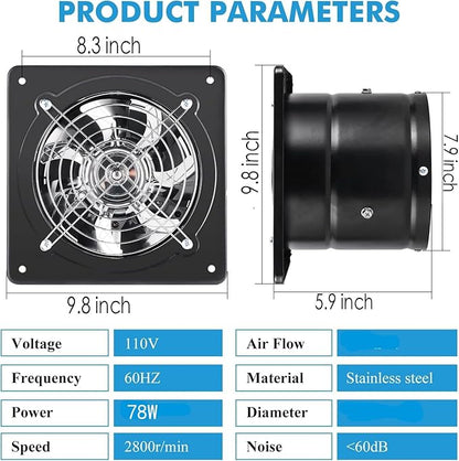 Aydomer 8 Inch Exhaust Fan Metal Ventilation Fan