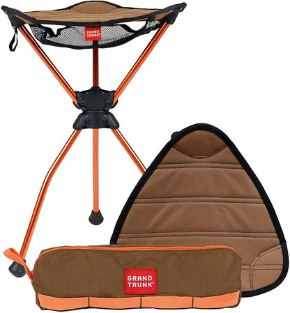 GRAND TRUNK Compass 360 XT Extra Tall Swivel Stool - Compact 260lb Capacity Portable Outdoor Seat for Camping & Travel (Brown)