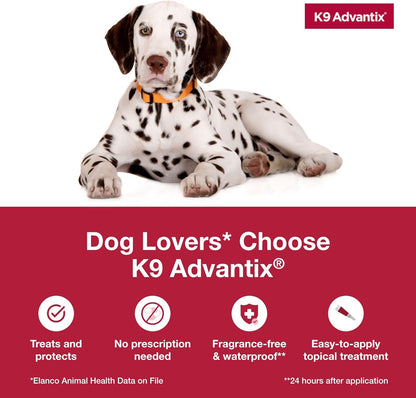 K9 Advantix Flea, Tick & Mosquito Prevention for Dogs 21-55 lbs. | Flea Drops for Large Dogs | Apply Monthly | 2 Treatments