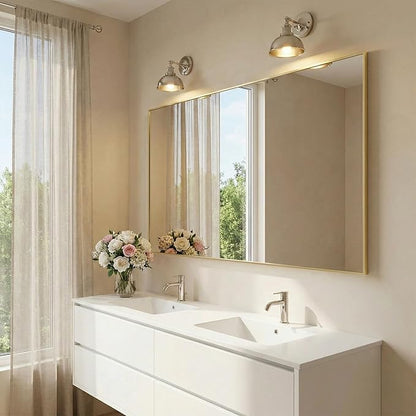 60"x30" Gold Bathroom Mirror for Wall, Metal Framed Large Vanity Mirror Over