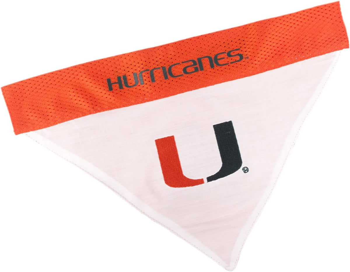 Pets First Collegiate Pet Accessories, Reversible Bandana, Miami Hurricanes, Large/X-Large
