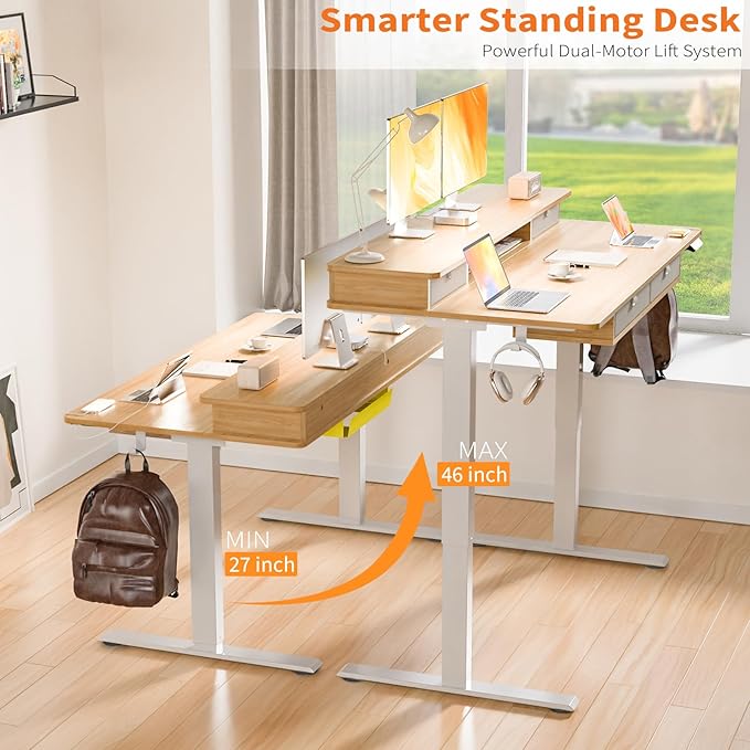 Electric Standing Desk, 63 * 30 Inches Adjustable Height