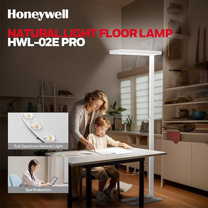 Honeywell LED Floor Lamp Modern - 02E Pro Sunturalux™ Eye Caring Standing Light, 10400LM Dimmable Reading Tall Lampara for Home Office Living Room Bedroom,100W,4000K Natural Daylight