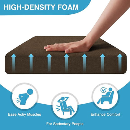 Chair Cushions for Dining Chairs Set of 6, Non Slip Kitchen Chair Pads, 17" x 16" x 2", Indoor Dining Chair Cushions with Ties, D-Shaped Seat Cushions for Kitchen Chairs, Brown