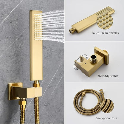 Iriber Brushed Gold Rain Shower System