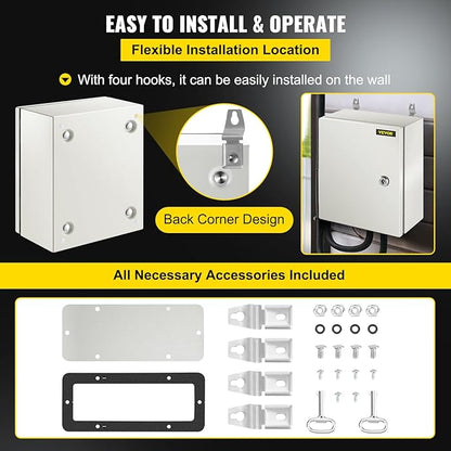 VEVOR NEMA Steel Enclosure, IP66 Waterproof & Dustproof, Outdoor/Indoor