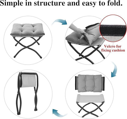 Mordchil HF 15"(H) Folding Ottoman, Foldable Footrest Stool, Portable Small Foot Stool for Couch, Collapsible Foot Rest Ottoman for Sofa, Accent Padded Ottomans for Living Room, Bedroom, Rainbow