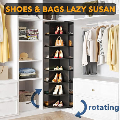 SpaceAid 7 Tier Rotating Shoe Rack Tower, Spinning Shoe Display Lazy Susan