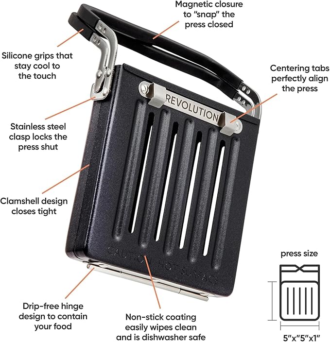 Revolution Toastie Press Conveniently Toast Delicious Grilled Cheeses,