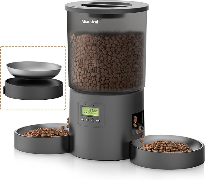 Automatic Cat Feeder for 2 Cats, 4.2L Dual Food Dispenser, Portion Control