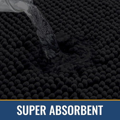 Arotive Bathroom Rugs 47x17, Extra Soft Absorbent Shaggy Chenille Bath Rugs, Machine Washable Rubber Backing Non-Slip Bath Mats for Bathroom Floor Tub and Shower, Home Decor Accessories, Black