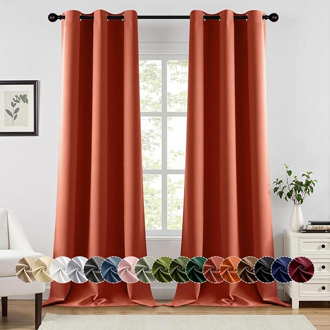 MIULEE Burnt Orange Blackout Curtains