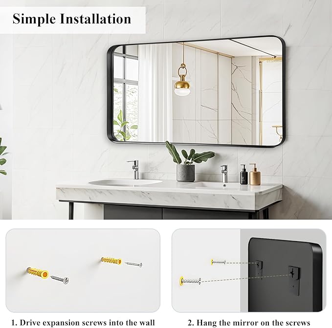 Fabuday Bathroom Mirror with Black Frame