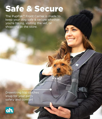 Outward Hound PupPak Dog Front Carrier, Grey, Medium, 12.5" x 9" x 14" | Hands-Free Pet Backpack, Water-Resistant, Breathable Mesh, Safety Clip, Hiking & Camping, Small Dogs up to 20 lbs